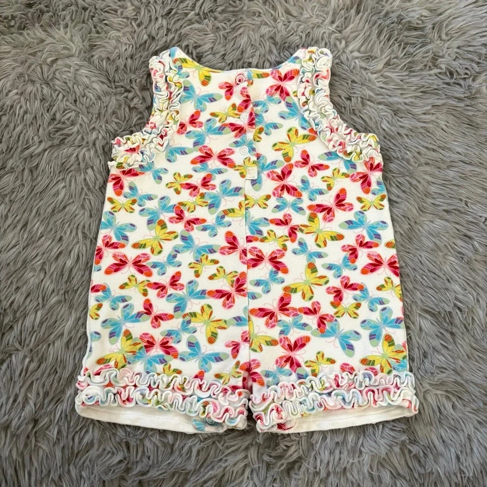 Mini Wear Vintage Y2K Tank Romper‎ Butterflies White Ruffles Baby Girl 12 Months